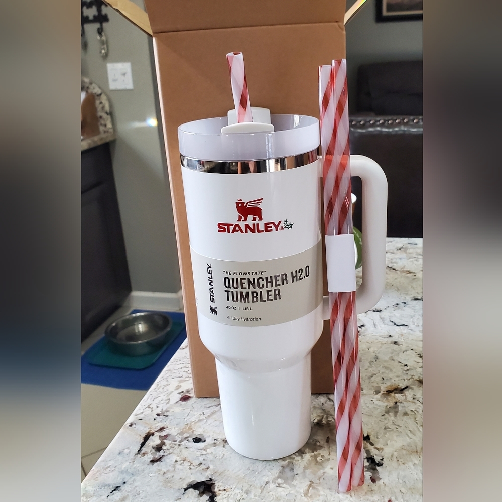 Stanley 40oz Mistletoe w/extra straws!